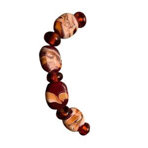 Handmade Brown & Ivory Glass Lampwork Beads - New